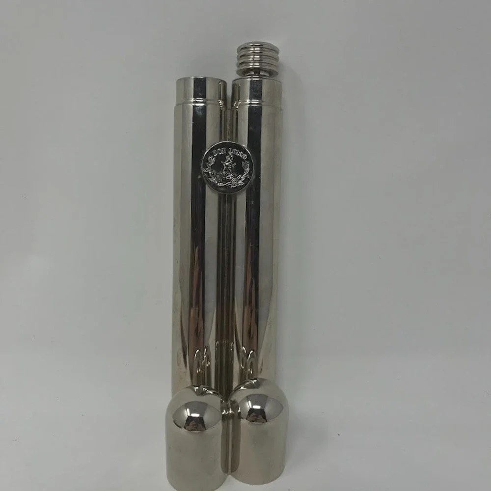 Don Diego Stainless Steel Flask Set Silver Twin Cylinder Screw Top Barware